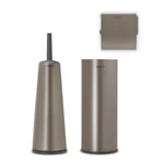 Brabantia Renew Toilet Accessory Set - Brush Holder, Roll Dispenser, Silver