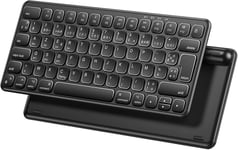 Clavier sans Fil Bluetooth Clavier avec 3 Canaux Bluetooth,Clavier Silencieux Léger Rechargeable et Portable,Clavier AZERTY Français pour iOS, Mac, Windows, Android