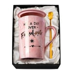 Funny Birthday Gifts for Women Ideas, Not a Day Over Fabulous Coffee Mug, Happy Birthday Gift for Her Bday, Mom, Sister, Friends Female, Wife, 14 Oz Pink Ceramic Cup Printed with Gold, with Gift Box