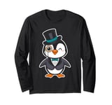 Cute Penguin With Top Hat And Monocle Long Sleeve T-Shirt