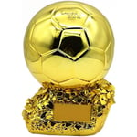 Resin Fotboll Ballon d'Or Trophy Plätering Guld Färg Fotboll Bästa Spelare Pris Troféer Fans Heminredning Display Ornament, 16cm (FMY) 15CM