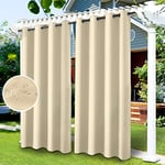 Rideaux d'extérieur Imperméables, Rideau Occultant Isolant Thermiques pour Pergola, Cabanon Jardin Exterieur, Gazebo(Beige,1 PCS, 52" Wx108 L)