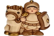 THUN - Figurine crèche Soldat avec Cheval - Décorations de Noël Maison - Ligne crèche Classique, Variante Beige - Céramique - 7,5 x 5,5 x 8,5 h cm