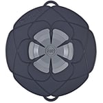 Kochblume Protection anti-débordement en silicone pour casseroles et poêles, couvercle pour micro-ondes, protection anti-éclaboussures et embout de cuisson à la vapeur (anthazite, M | Taille de la casserole 14-20 cm)