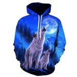 ZHRDRJB 3D Imprimé Hoodies,Unisex Pullover 3D Print Moon Mountain Forest Wolf Hoodie Sweatshirt Couple Novelty Outerwear Tracksuits Hip Hop Cool Streetwear with Pocket,XL