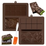 GlasFlength Moule Tablette Chocolat, 2 Pièces Moule Tablette Chocolat Dubai Réutilisable Moule à Chocolat en Silicone Antiadhésif Moule à Tablette Chocolat avec Grattoir pour Glace Gelée Chocolat