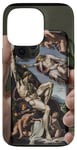 Coque pour iPhone 13 Pro Noir Art Déco Floral Michel-Ange Création Of Adam Sixtine