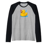 Cute Yellow Rubber Ducky Little Bath Toy Duck Raglan Baseball Tee