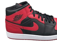 Nike Air Jordan 1 Mid Trainers BRED 554724 074 BLACK GYM RED AJ1 Mens Size 16 UK