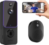 Wireless Video Doorbell & Indoor Ring Chime, Enhanced Security with AI Human Det