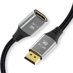 NÖRDIC 50 cm Displayport 1.4 skjøtekabel UHD 8K60Hz 4K144Hz 32.4Gbps 10-bit HDR