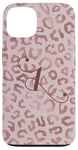 Coque pour iPhone 13 Letter I Initial Leopard Rose Pink Cheetah Monogram