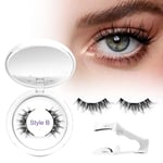 Crislashes Magnet Eyelashes, Fake Eyelashes Magnetic 1 Pair, Reusable Magnetic Eyelashes No Glue No Eyeliner, Magnetic Eyelash Kit with Applicator, Easy to Wear and Remove (Style B)