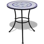 87989HOME NEW•) Jill's Table de bistro, Table d'extérieur Bleu et blanc 60 cm Mosaïque Design Stable & Chic