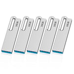 KOOTION 5 Pack 16 GB USB 3.0 Sticks Flash Drive Metal Thumb Drive with Keychain 16 GB Waterproof Jump Drive Memory Sticks for Computer/Laptop Storage Backup(5 Pack 16 GB 3.0, Silver)