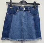 NEW! French Connection UK6 Eur34 US2 two tone blue Losa mini A-line denim skirt