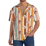 Chemises Hawaïennes Pour Hommes Personnalisées Groovy Boho Modèle Sans Couture Fleurs Des Années 70 15 Estivale À Manches Courtes Avec Photo De Votre Animal Compagnie, Votre Bébé Ou Sur La Plage