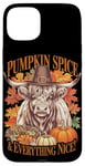 Coque pour iPhone 15 Plus Thanksgiving, vache des Highlands, potiron, épices et tout ce qui est bon