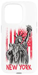 Coque pour iPhone 15 Pro New York Statue de la Liberté Drapeau USA Big Apple NYC