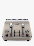 De'Longhi CTOV4003BG Vintage Icona Toaster, 4-Slice, Cream