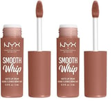 NYX Professional Makeup Rouge à Lèvres Crème Mat Smooth Whip, Couleur Vive, Texture Crème Fouettée, Formule Vegan, Teinte : Pancake Stacks (01) (Lot de 2)