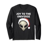 Joy to the Universe Grey Alien Head Santa Hat UFO UAP Long Sleeve T-Shirt