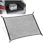 Minkurow - Filet de Coffre de Voiture avec 4 Crochets,Nylon Filet de Bagages Fixe,Filet Maille Rangement Arrière en Elastique pour Plupart des