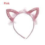 Cat Ears Hairband Lace Sequins Baby Headwear Pink