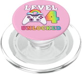 Level 4 Unlocked Birthday Girl 4 Year Old, Video Gamer PopSockets PopGrip for MagSafe