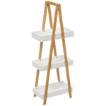 5five Simply Smart - tagère de rangement Desserte 3 niveaux en Bambou et bois Blanc h 82 cm - Five