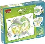 Maped Creativ - Aqua'Art Dinosaures - Activité Aquarelle pour Enfants - Coloriage aux Crayons Aquarellables + Pinceau à Eau sur Supports Métallisés - 3 Affiches à Colorier et Personnaliser - Dès 7 Ans