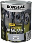 Ronseal Direct to Metal Steel Iron Aluminium Satin Paint 750ml - Steel Grey