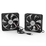 ELUTENG Dual USB Fan 120mm 5V, 2 In 1 USB PC Computer Fan 120mm with 3 Adjustable Speed, 120mm USB Fan Silent Housing Fan Compatible with PS4/Laptop/TV Box/AV Cabin/Router