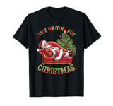 Just Waiting For Christmas Santa Claus Cool Funny Xmas Kids T-Shirt