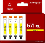 CLI-571XL Jaune Cartouche d'encre Compatible avec Canon CLI-571 XL Y Multipack (4-Pack), pour Pixma MG5750 TS5050 MG5751 TS5055 MG5753 MG6850 MG6851 TS5051 TS5053 TS6050 MG7750