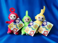 Teletubbies Dipsy Po & Laa Laa 6" Plush Bag Clips Set Of 3 Soft Toys BNWT