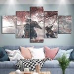 Fantasy Art Ninja Wolf SEKIRO Shadows Die Twice Game Poster 5 pieces wall art canvas for living room Home Wall Decoration 5 panel canvas picture for bedroom Background art Decor xxl 150x80CM Framework