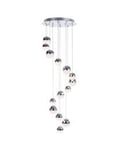 Visconte Corona 14 Light Spiral Cluster Ceiling Pendant - Chrome