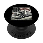 Semi-Trailer Trucker Big Rig American Flag Truck Driver PopSockets Adhesive PopGrip