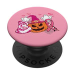 Ruban rose citrouille lutte contre le cancer du sein Halloween Boo PopSockets PopGrip Interchangeable