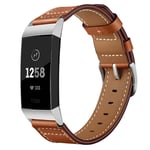 Fitbit Charge 3 / Charge 4 - Äkta läder armband 70mm+ 120mm - Brun