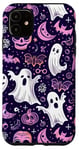 Coque pour iPhone 11 Violet Pop Art Géométrique Mignon Fantôme Spooky Pastel Goth Rétro