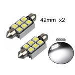 Spollampa 41mm 42mm 6000k Canbus Led 5050SMD C5W SV8.5 2stycken Vit