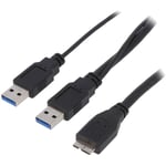 Adnauto - Cable usb 3.0 usb a femelle usb a male x2 0.6m - Noir