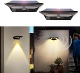 Lot De 2 Applique Murale Exterieur Solaire Avec Detecteur De Mouvement Eclairage Exterieur Solaire Murale Etanche Lampe Led Sans Fil Solaire Lumiere Murale Exterieur Pour Garage Terrasse