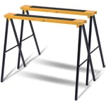 Lot de 2 tréteaux pliables chevalets de sciage avec poignée capacité 2 x 125 kg en métal 99,5 x 48,5 x 78 cm jaune