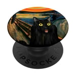 Munch Edvard The Scream Black Cat Peinture humoristique PopSockets PopGrip Adhésif