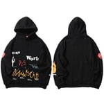 (A31W2179 Black-S）Harajuku Huppari Huppari Miesten Streetwear Fire Flame Graffiti Hip Hop