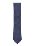 Lindbergh Black Structured Tencel Tie 7 Cm Marinblå