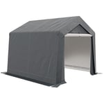 Outsunny 3 x 3(m) Garden Storage Tent, Portable Shed with Heavy Duty Galvanised Steel Frame, Ventilation Window, Roll-up Zipper Door, for Bike, Motorbike, Garden Tools, Dark Grey